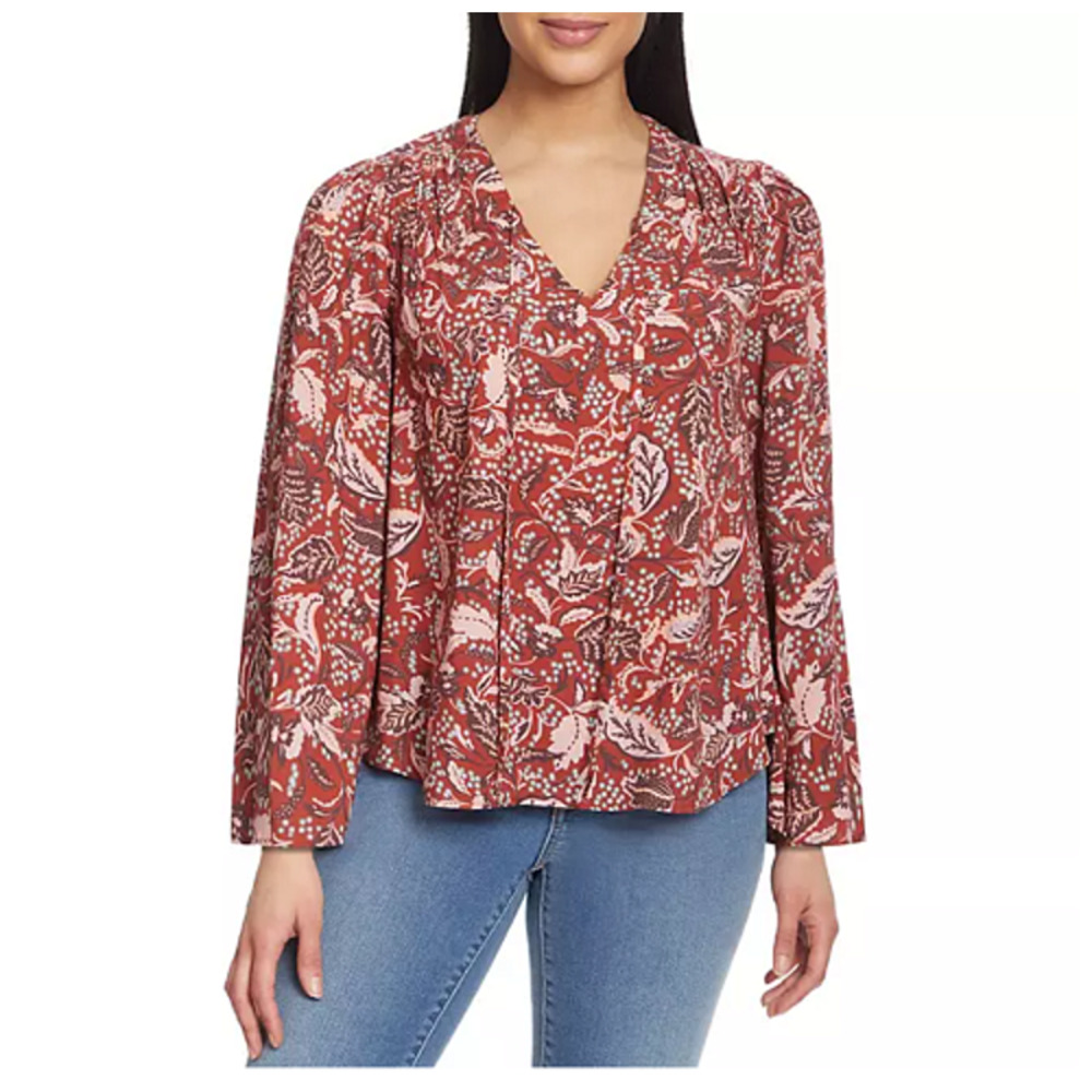Jessica Simpson Womens Top Blouse Peasant‎ Boho Flowy Red Size Medium NWT